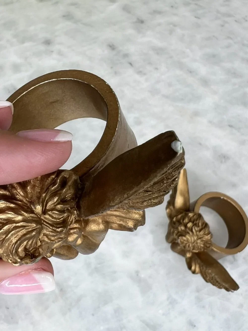 Vintage Cherub Napkin Rings Set of 6 Gold Tone Angel Table Decor Romantic Dining